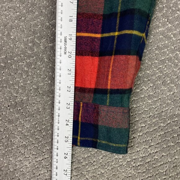 J. CREW Flannel Shirt Men's Medium Slim Red Plaid Elbow Patch Button Down - Picture 12 of 12